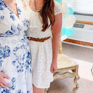 Elegant Cream All-Over Lace Dress